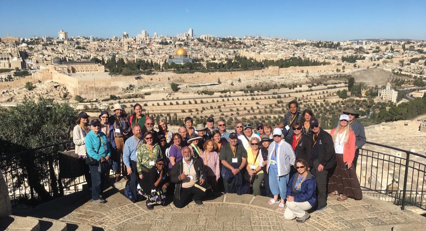 Holy Scriptures and Israel tour group on the Mount of Olives